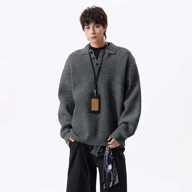 老钱风针织polo衫毛衣男款秋季高级感翻领外套cleanfit慵懒风线衣