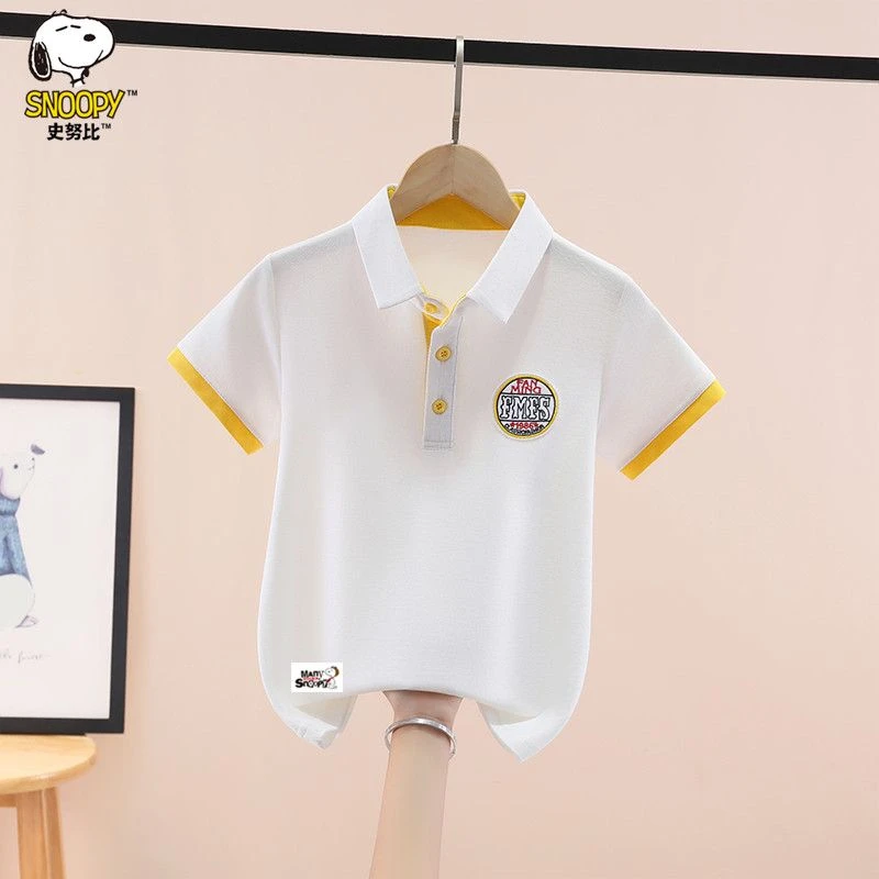 史努比男童短袖T恤夏装2025新款洋气中大童男孩翻领polo衫上衣潮