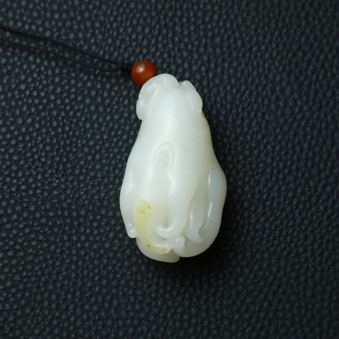 TCWWA06759清晚和田白玉佛手瓜把件