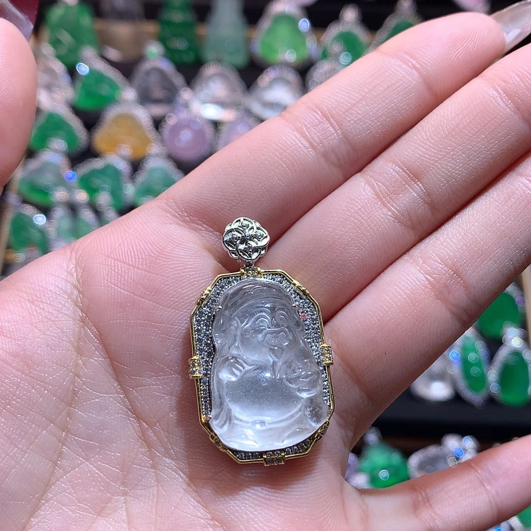 石英质玉吊坠(赠链)银S925镶嵌对****✨