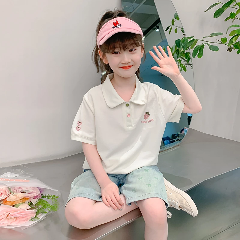 新品巴拉巴拉女童短袖T恤夏装2025新款洋气儿童上衣polo衫夏季纯