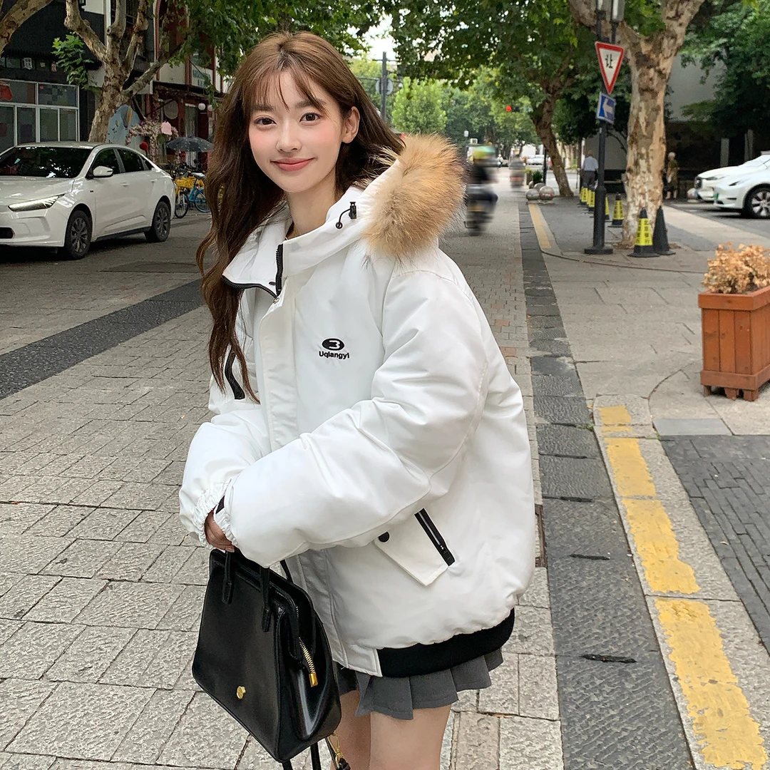 2025冬季新款韩版连帽棉服女冬季收腰显瘦棉袄夹棉外套