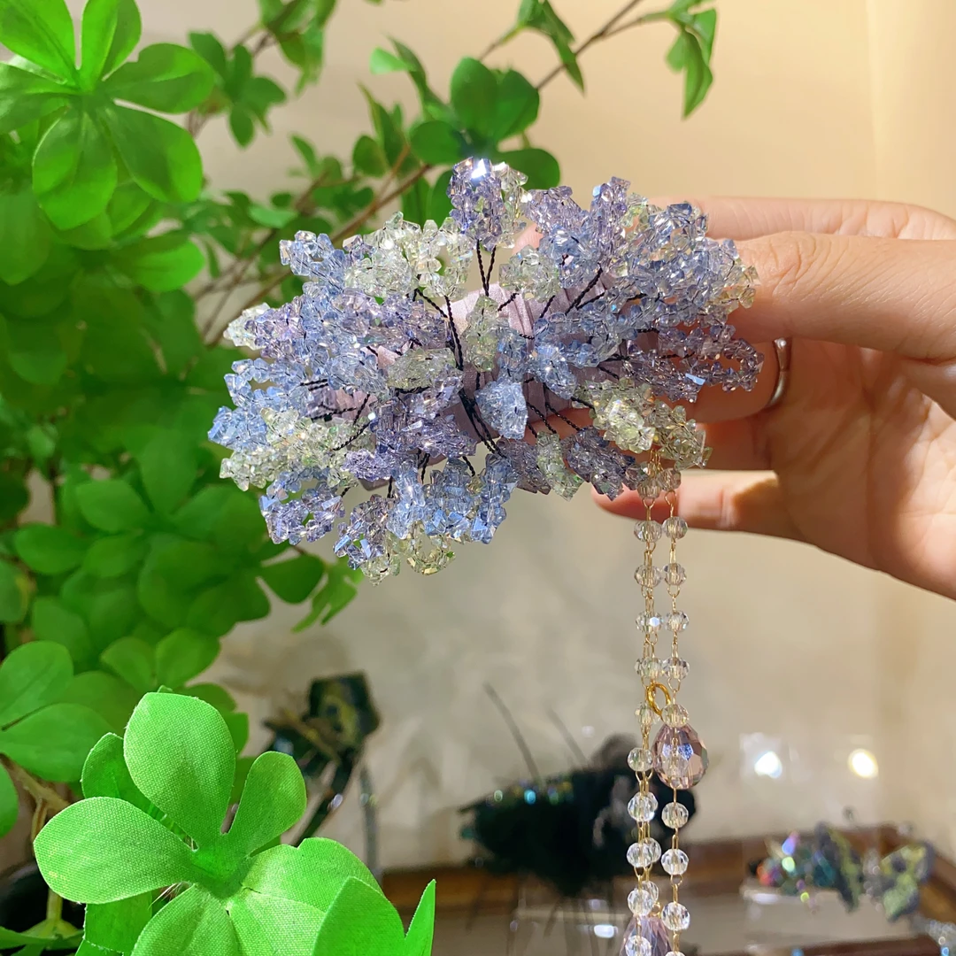 满天星晶石花超仙马尾扣高级感精工轻奢盘发饰品