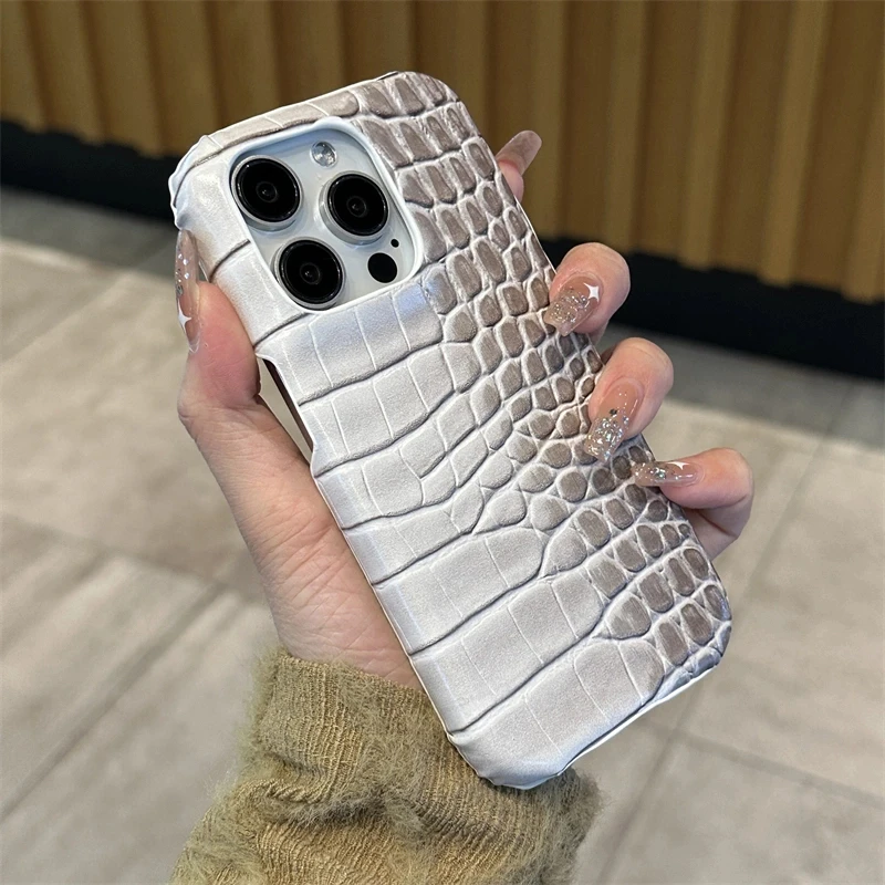 喜拉玛雅鳄鱼皮纹适用iphone16pro手机壳苹果15小众14/13奢华防摔