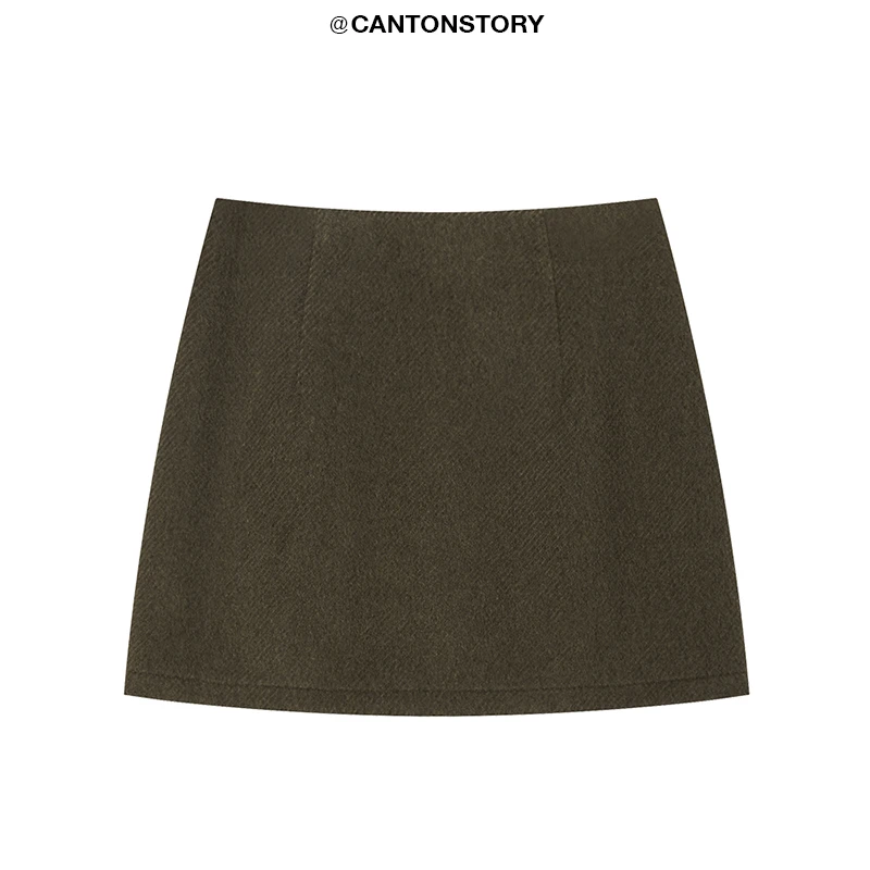 羊城故事【清仓！】复古毛呢女冬季修身a字时尚短款半身裙 Y41247412