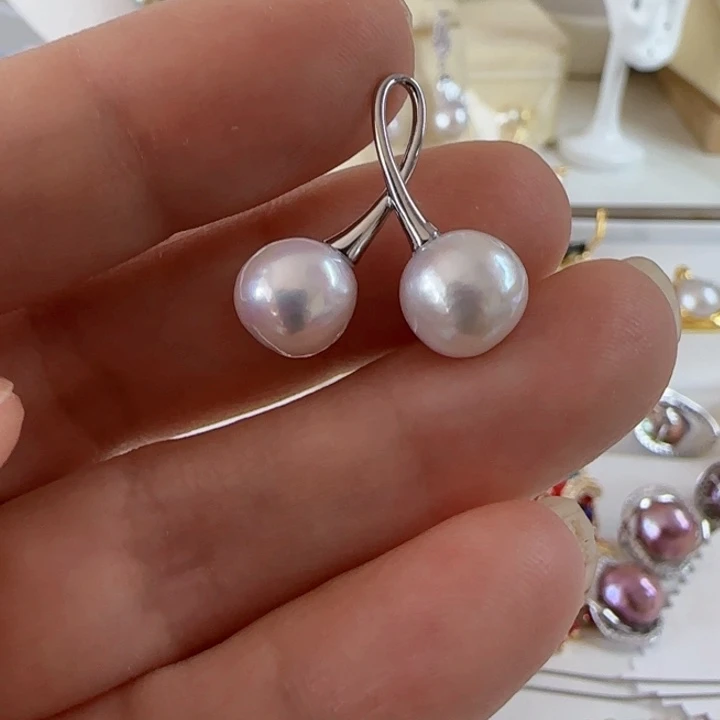 淡水珍珠樱桃款皱巴有正常生长纹银S925镶嵌