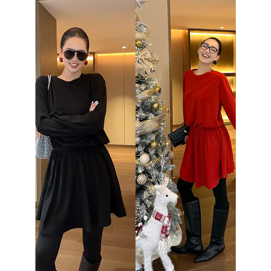 AME 意法屁帘裙 羊毛多元时髦设计师磨绒极简连衣裙ZD12LZYL908