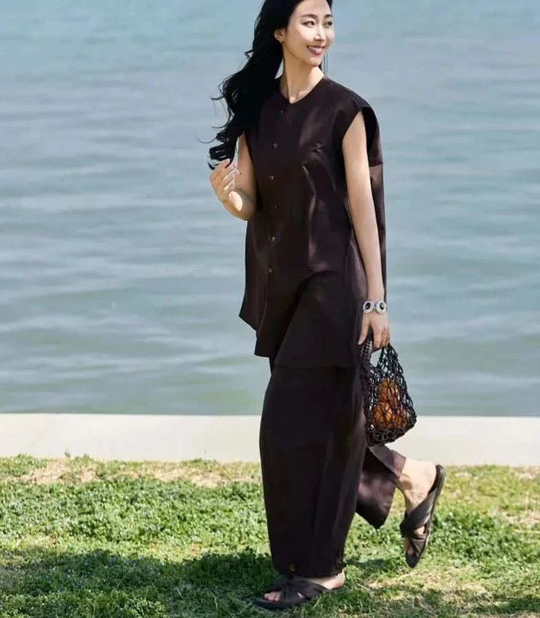 【杨柳依依】不对称无袖上衣+气球裤TZ2572