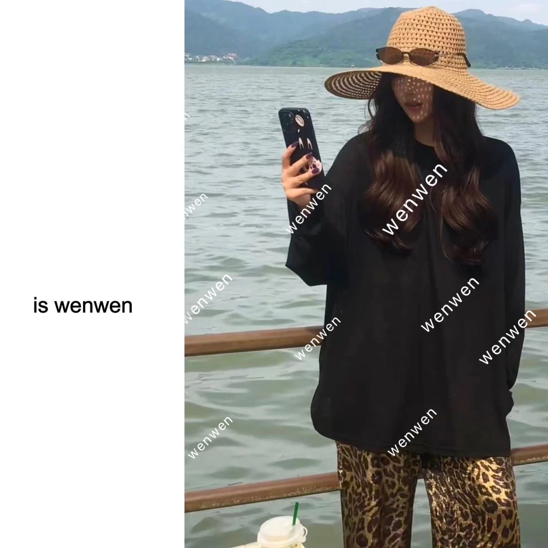 【WEN】 纸片人 新款韩系圆领长袖宽松慵懒凉感空调上衣 YS889