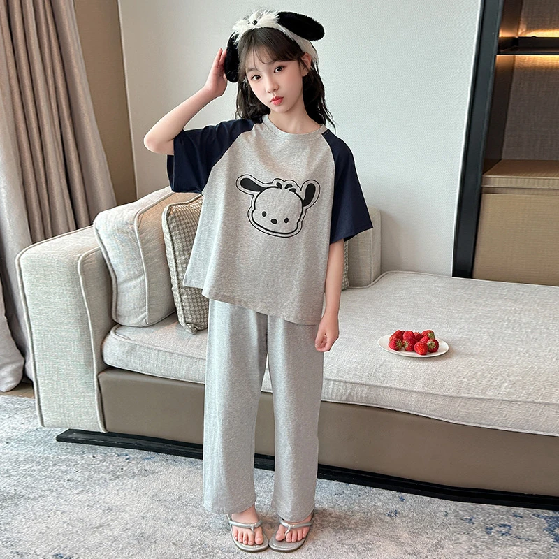 女童纯棉家居服套装2025夏季新款大童轻10岁男童秋季睡衣套装