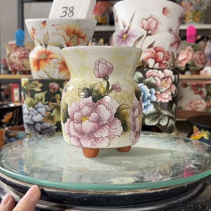 满38包邮 景德镇手绘花盆