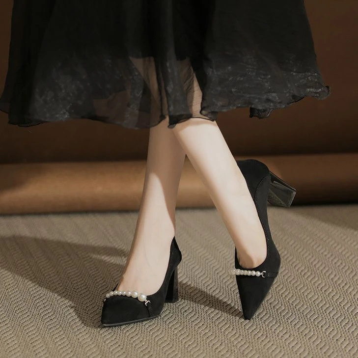 8130法式气质尖头优雅细跟跟鞋通勤高跟鞋女