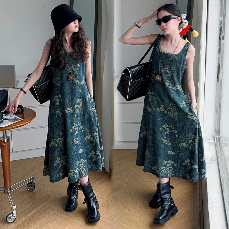女童夏季连衣裙2025新款洋气儿童裙子中大童牛仔裙时髦夏装背心裙