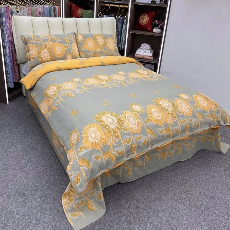 夏日蝶舞-加密加厚加大纱布盖毯床盖200cm*230cm（正负5cm）