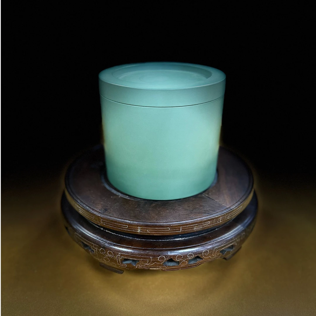 王学义绿泥-绿泥蟋蟀老罐（外径120mm内径95mm壁厚12.5mm高度90mm)