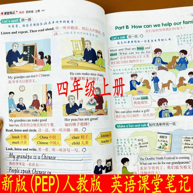 2025新版四年级上册英语课堂笔记人教PEP版课本同步学习笔记讲解