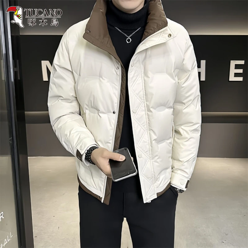 啄木鸟冬季新款时尚立领修身款棉服青年休闲百搭短款帅气保暖外套