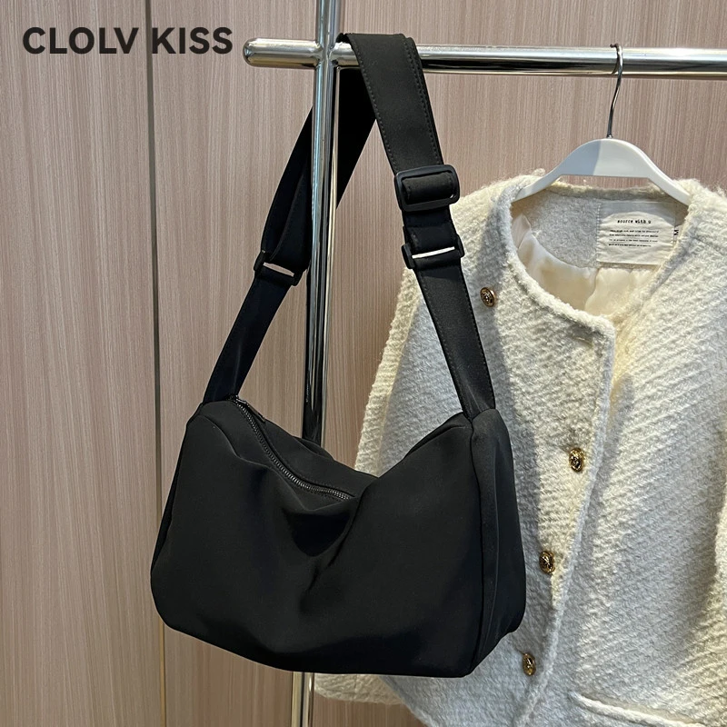 CLOLV&KISS休闲牛津布包包女2025新款运动百搭超火斜挎包大容量通