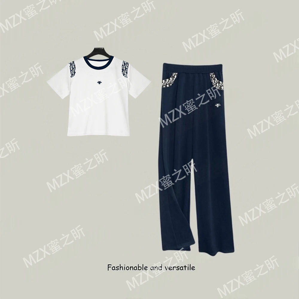 2025夏季新款重工蜜蜂刺绣拼接设计感时尚百搭时尚套装