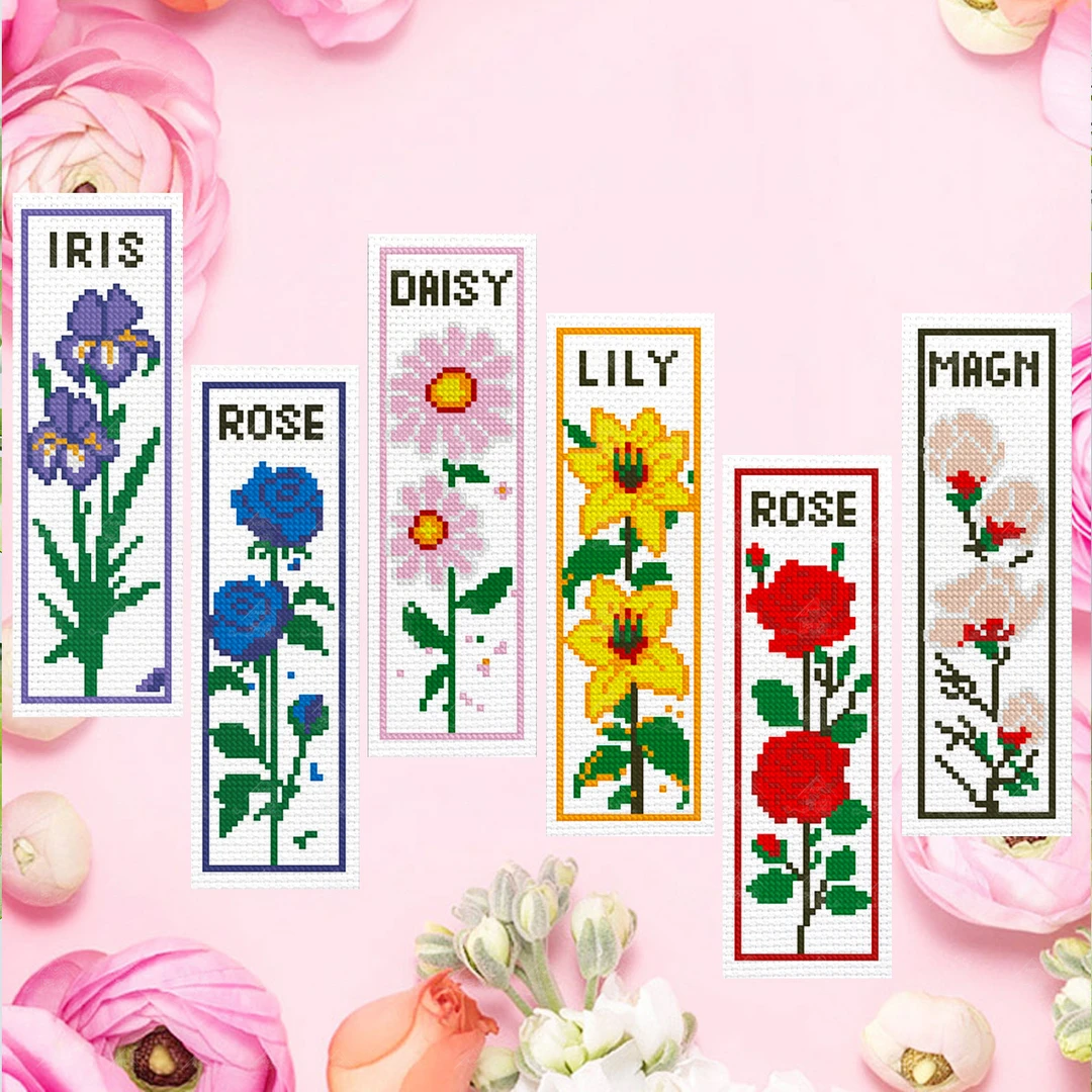 十字绣爱阁书签-花卉新款可爱清新花卉简约现代客厅书房手工线绣