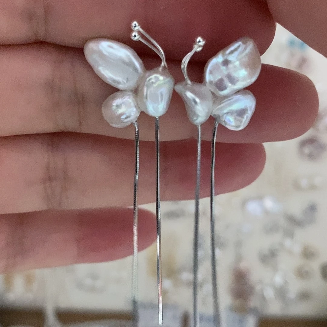 银S925镶嵌耳饰淡水珍珠