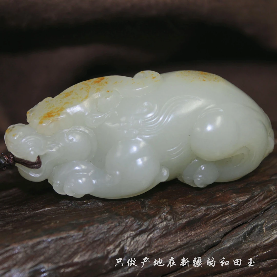 新疆和田玉貔貅手把件玉石盘玩件文玩瑞兽摆件95.7克和田玉手把件