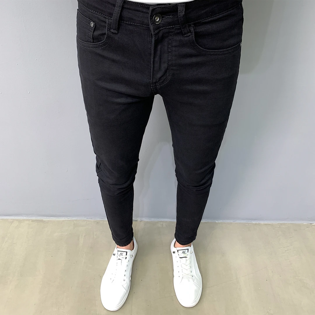 纯黑色2025年修身九分牛仔裤男春夏长裤新款百搭小脚痞帅潮流韩版