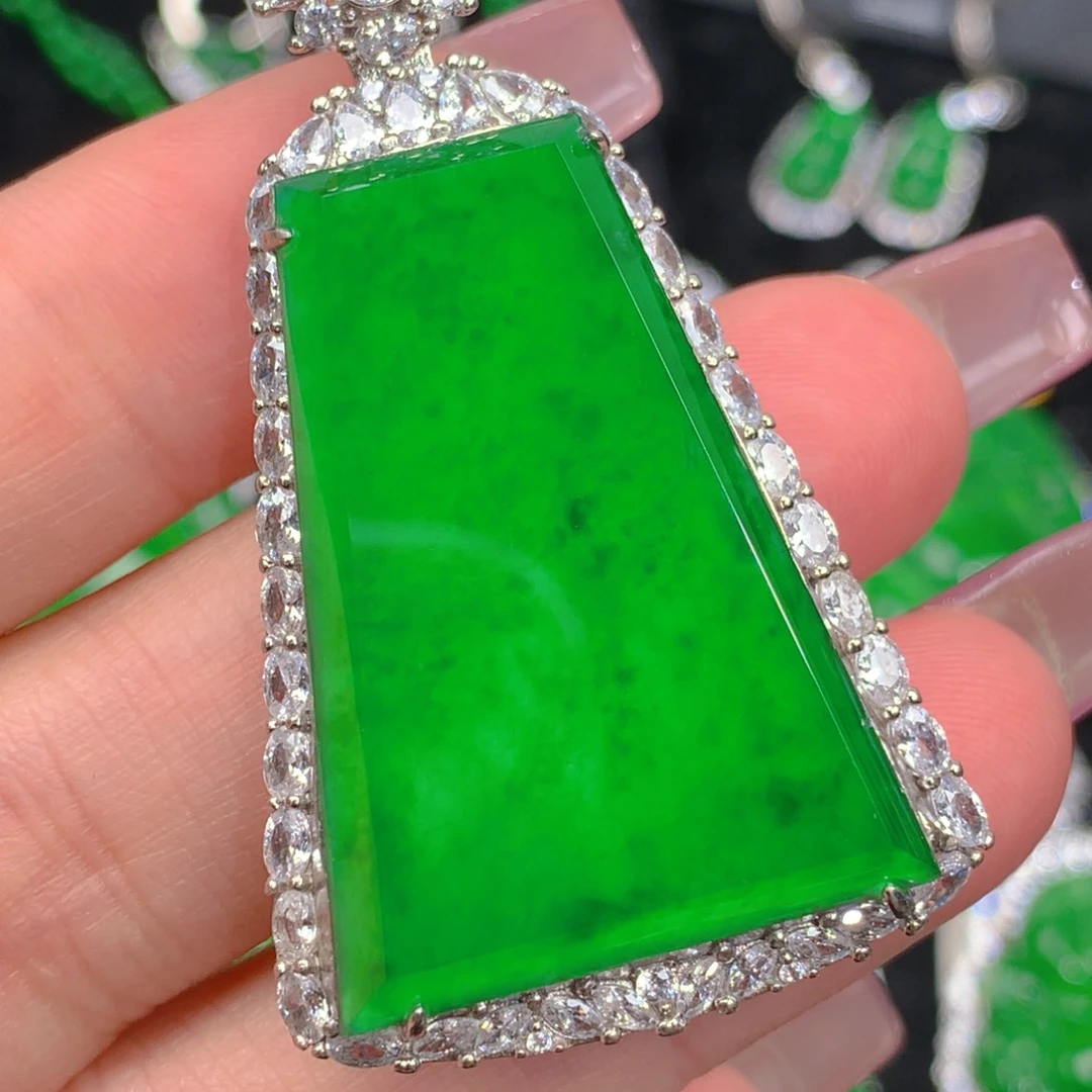 翡翠吊坠(不含链)银S925镶嵌