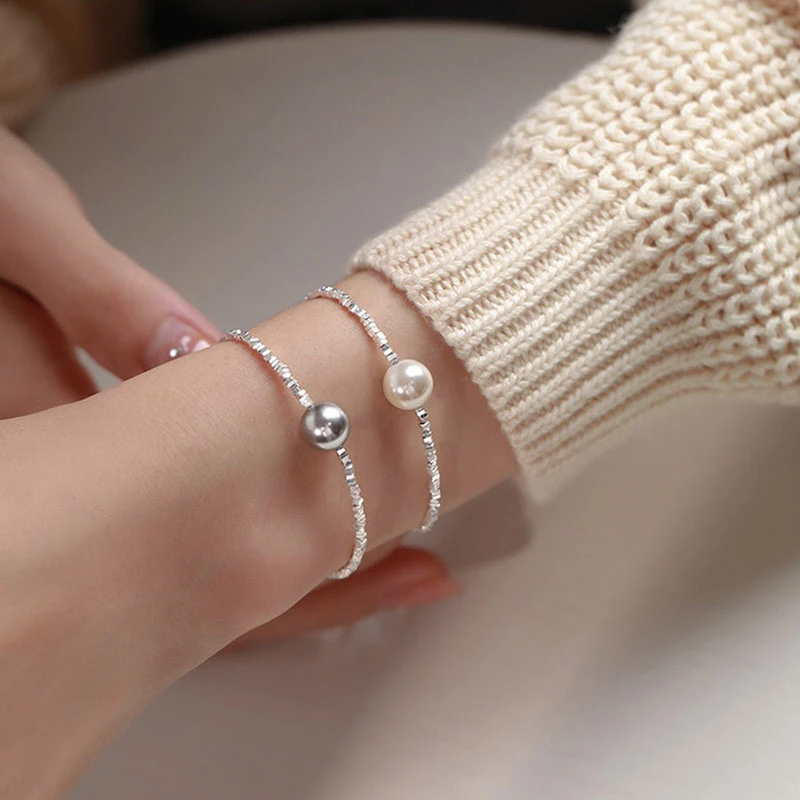 足银仿珍珠手链 S999纯银碎银珍珠手链女2025年爆款轻奢小众高级