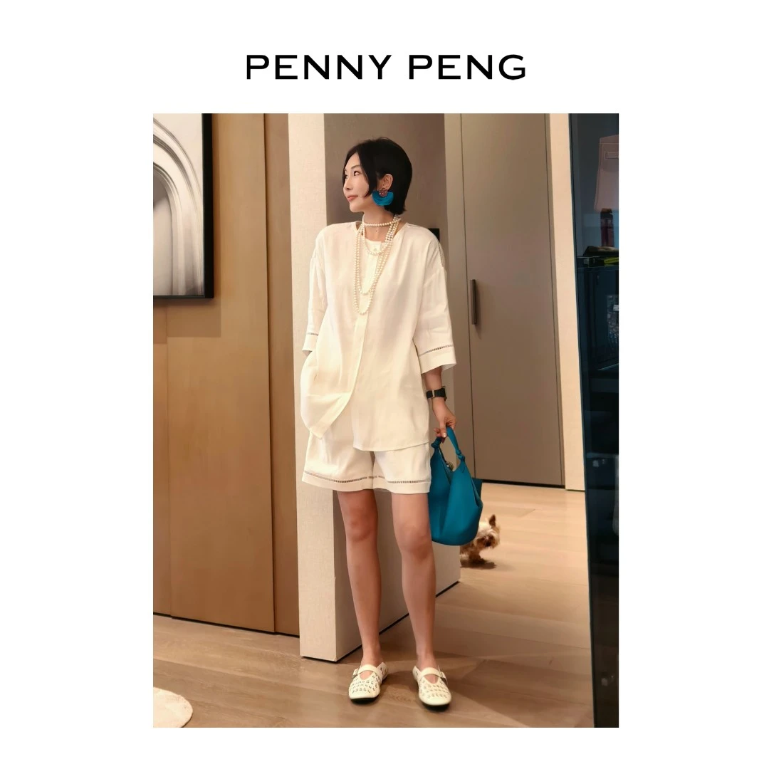 PENNYPENG白日依山文艺风亚麻休闲百搭宽松通勤薄款上衣裤子套装
