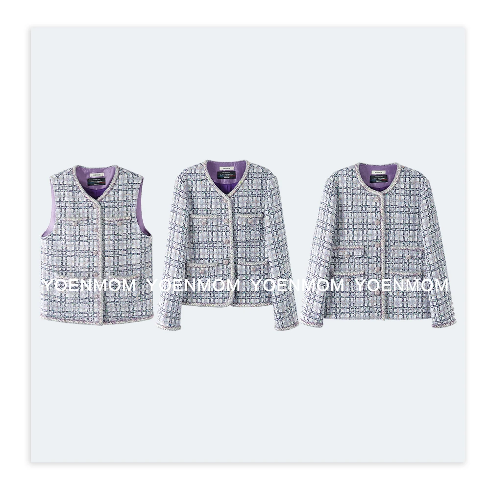 YOENMOM·都市丽人·Jules Tournier法国进口粗花呢小香风马甲外套