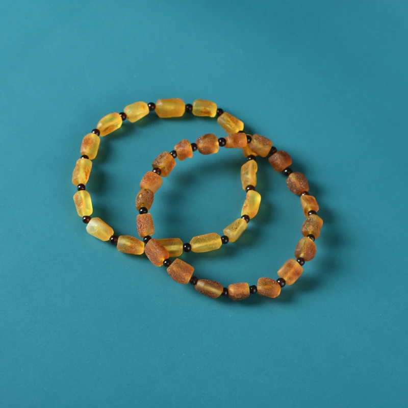 蜜蜡原矿原皮随形单圈手串金玉满堂款（小粒）