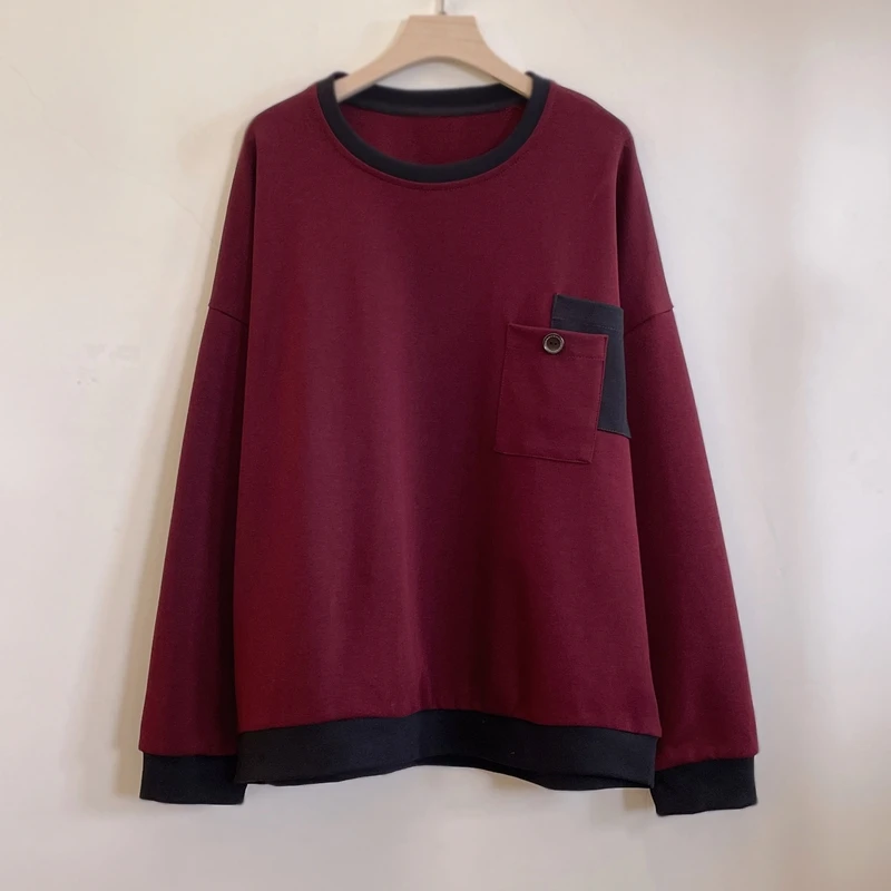 时尚宽松休闲百搭拼接圆领长袖卫衣2025春季新款YX104915