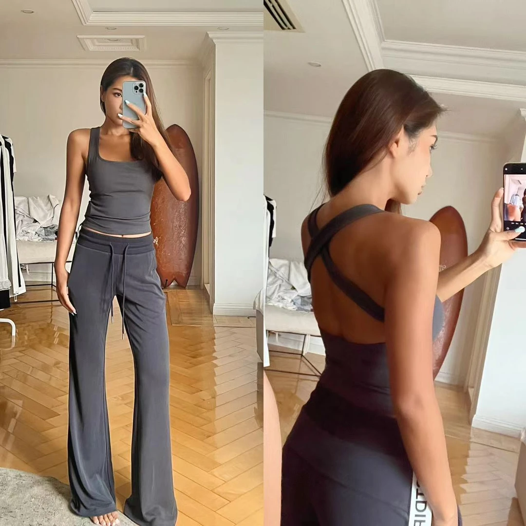 小野熊 休闲显瘦外穿弹力灰色时尚套装X24B0972