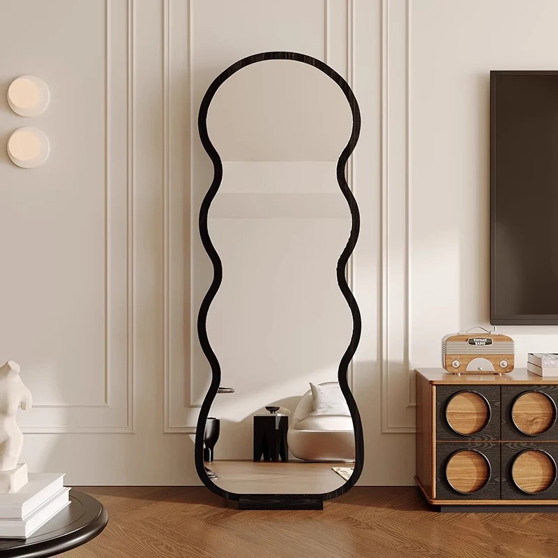 新中式极简穿衣镜酒店日式简约立式镜子复古客厅原木美式全身镜