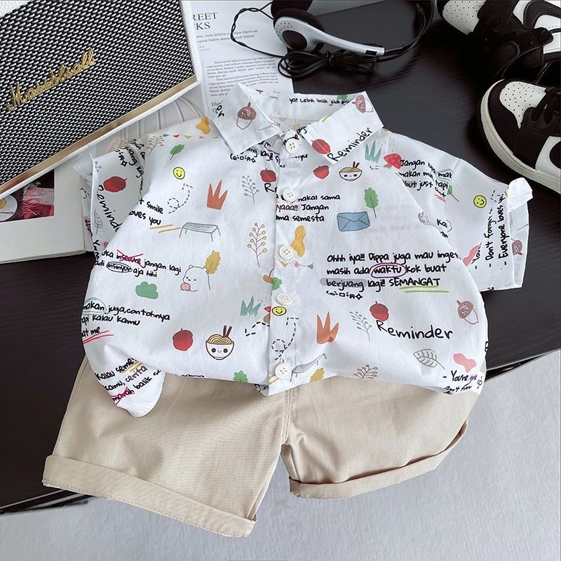 四季洋气童装潮款卡通印花（无图款）儿童ins套装夏季夏装女童1-3岁