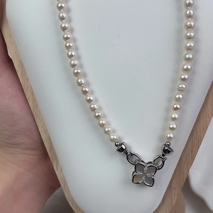 银S925镶嵌天然珍珠淡水珍珠