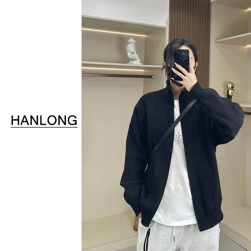 毛衣外套男宽松百搭个性纹路纯色休闲慵懒风针织开衫秋冬打底线衫