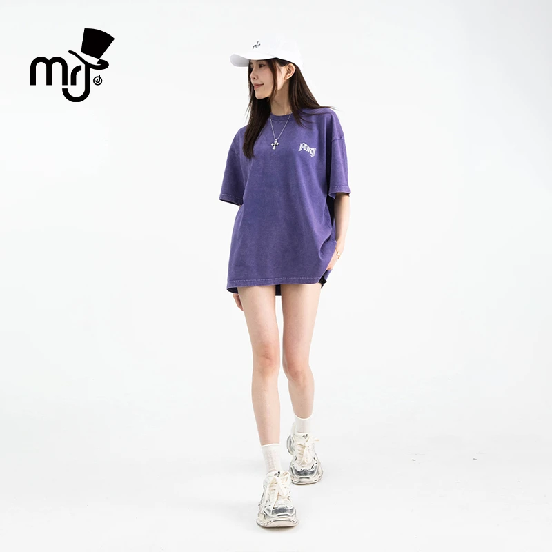 MRJ周杰伦原创品牌【无界】字母纯棉舒适春夏季简约情侣休闲做旧T恤