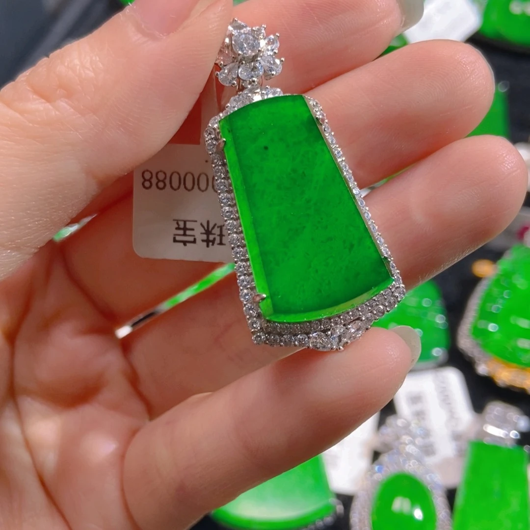 翡翠吊坠(不含链)银S925镶嵌