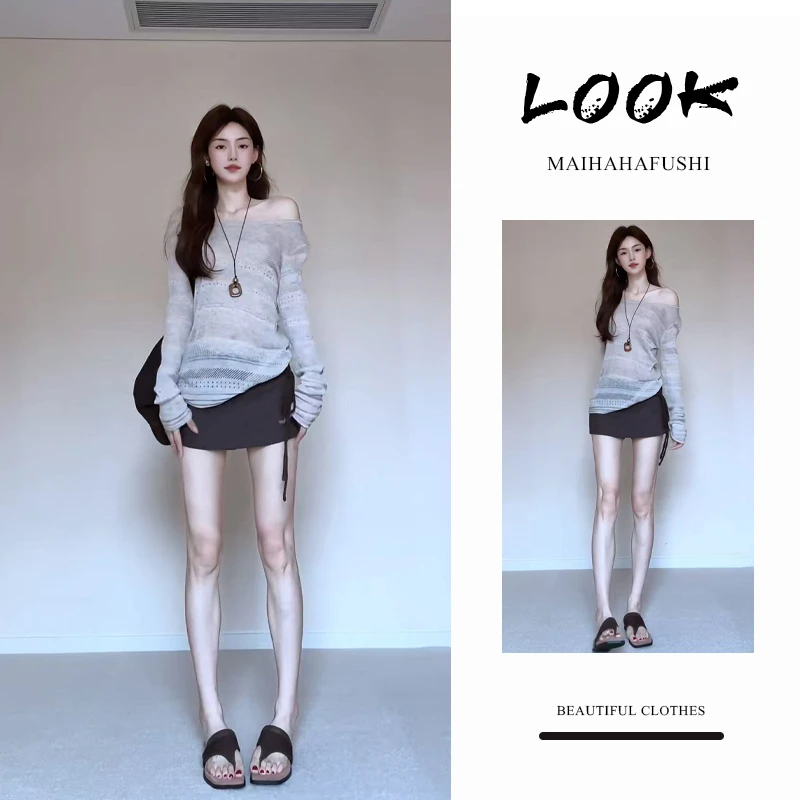 夏季时尚一整套女装2025新款韩系气质显瘦薄款长袖T恤短裙两件套