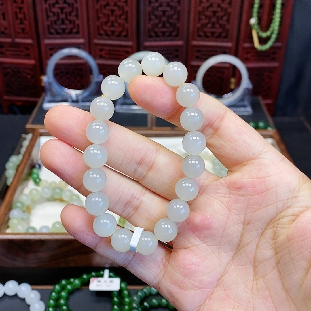 和田玉手串未镶嵌蜂蜜水10
