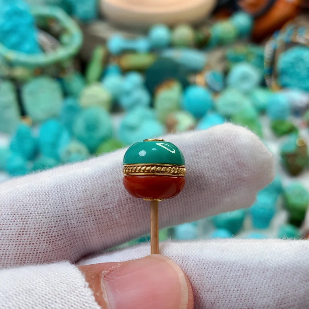 18K金镶嵌绿松石珠宝半成品