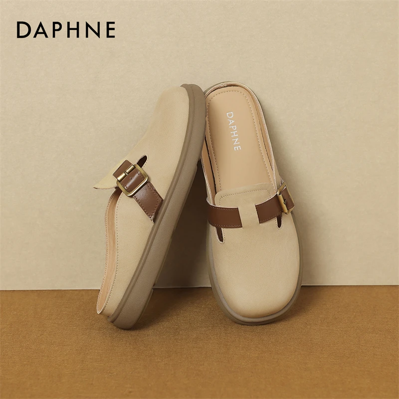 达芙妮软底包头半拖鞋女2025春季一脚蹬百搭外穿博肯无后跟凉鞋子