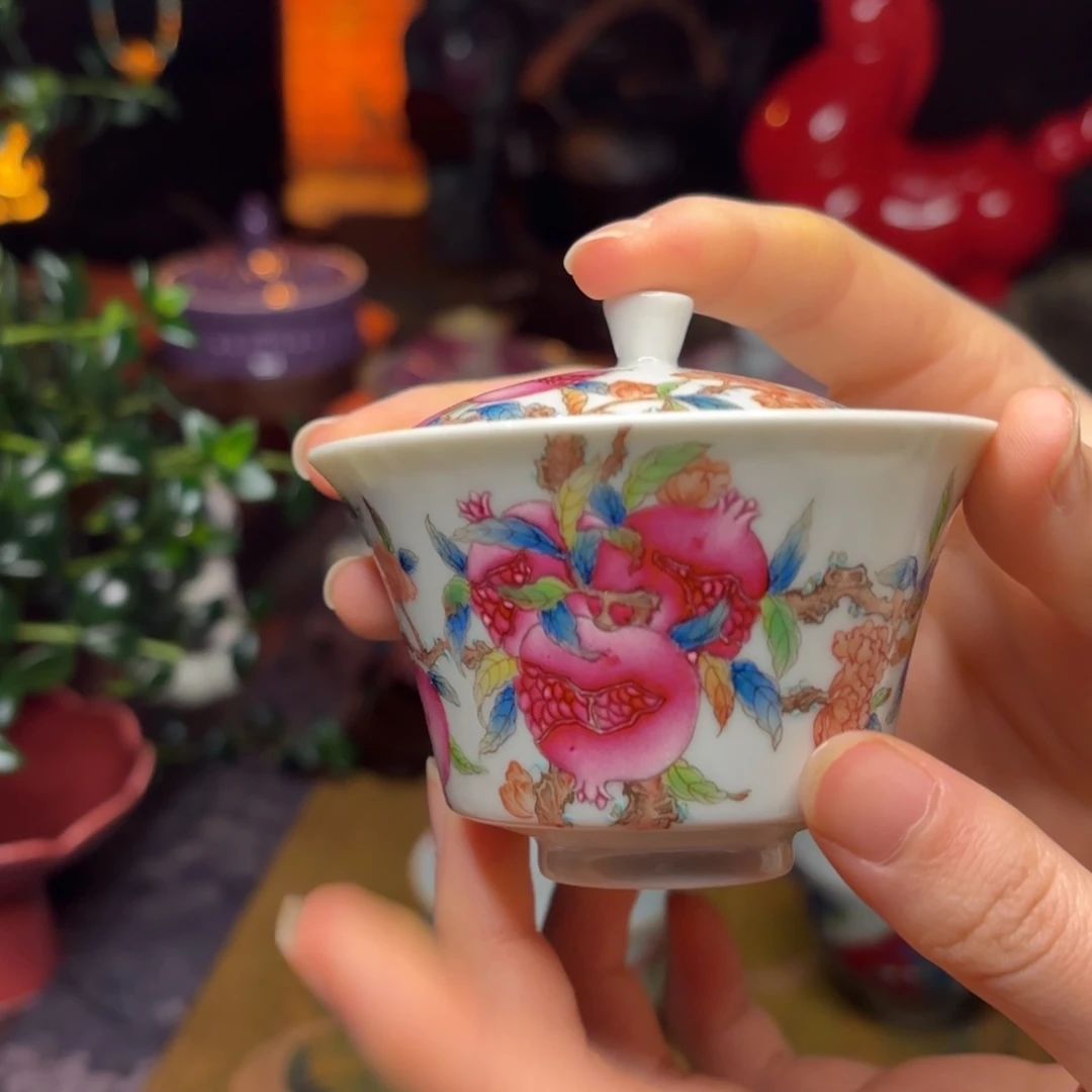 杯精工粉彩小盖碗福利80cc