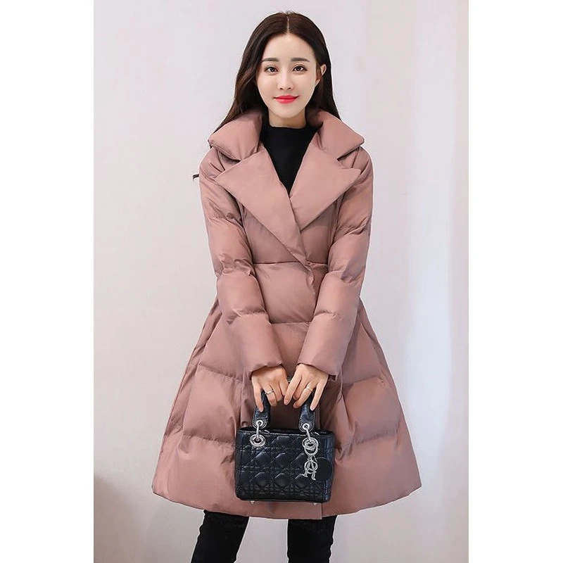 棉衣女中长款韩版2025冬装新款显瘦收腰蝴蝶外套棉服加厚保暖棉袄