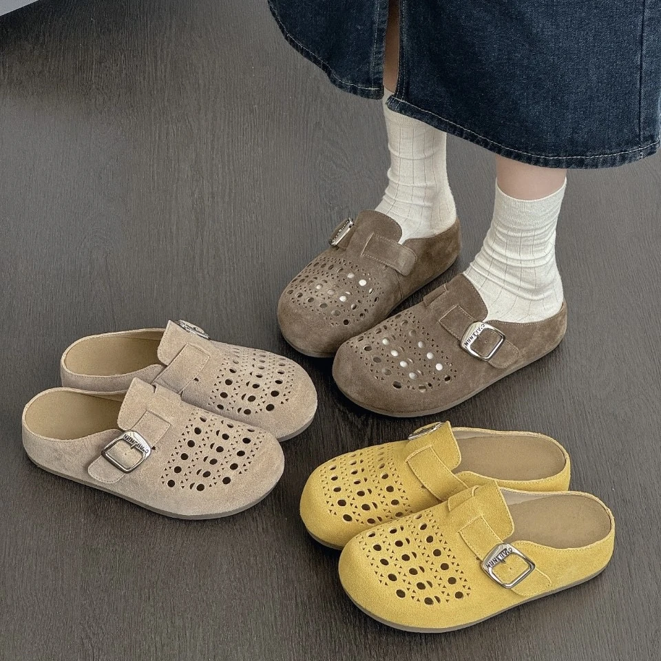 【现货现发】大米2025春夏季新款镂空半托凉鞋九八零图