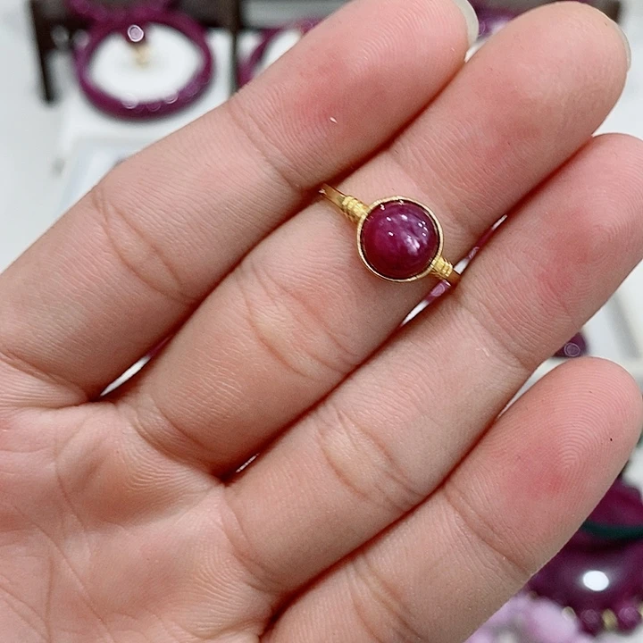戒指银S925镶嵌红宝石
