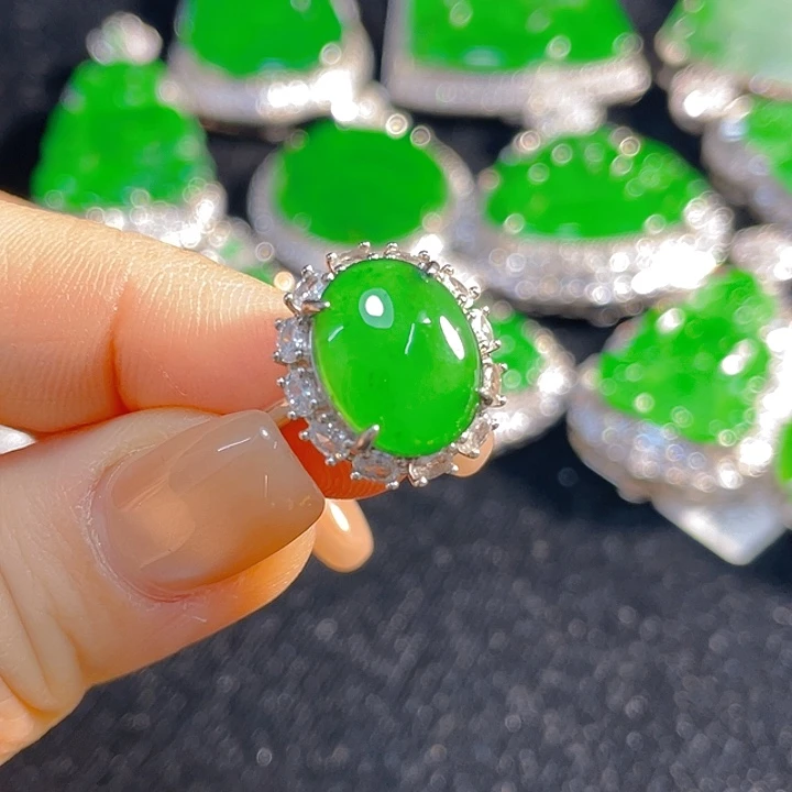 翡翠银S925镶嵌戒指翡翠