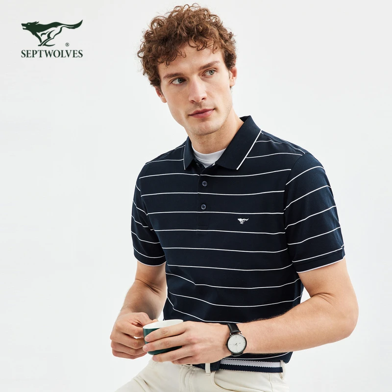 七匹狼【丝光棉】男士短袖T恤夏季商务透气舒适休闲polo衫T恤衫6715